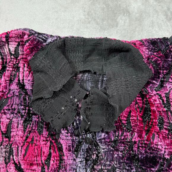 Vintage 80s 90s Alberto Makali Collared Cardigan Womens XL Burnout Buttons Party - Picture 6 of 10